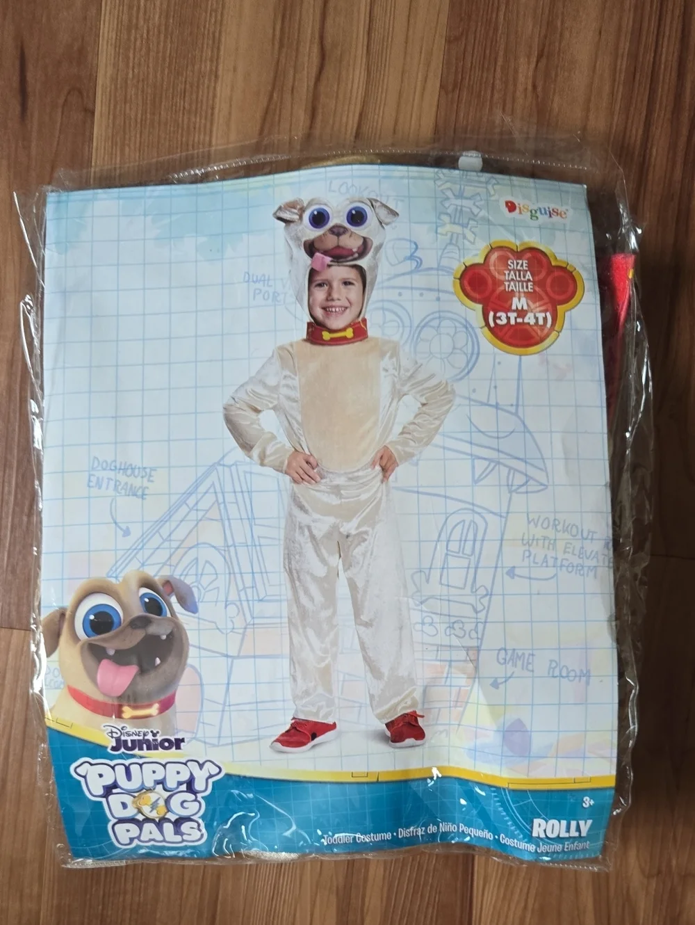 Disney Junior Puppy Dog Pals Rolly Toddler Halloween Costume - Beige 3T 4T GUC
